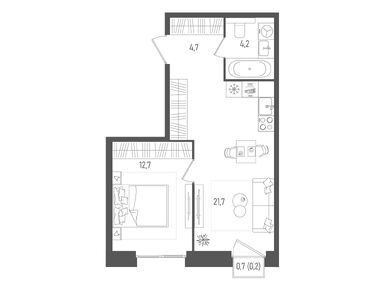 1-комнатная 43.50 кв.м, ЖК PAVE (Пэйв), 25 612 800 руб.