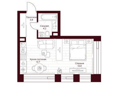 1-комнатная 33.80 кв.м, ЖК «Дом 7 Даниловский», 33 208 500 руб.
