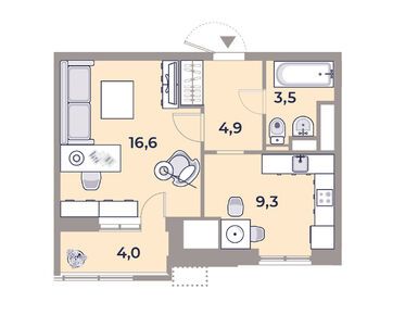 1-комнатная 38.50 кв.м, ЖК «Парк Легенд», 23 195 521 руб.