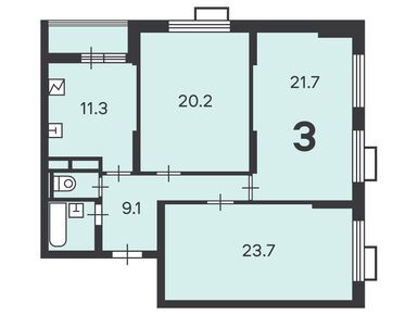 3-комнатная 90.40 кв.м, Жилой дом «Люблинская ул., д. 80, к. 7», 23 497 564 руб.