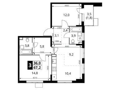 Планировки трехкомнатные в ЖК «1-й Шереметьевский» (Первый Шереметьевский)