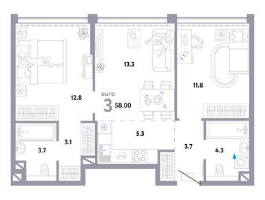 Планировки трехкомнатные в ЖК «Страна. Озерная»
