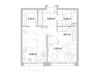 1-комнатная 48.04 кв.м, ЖК «Мыс», 13 666 900 руб.
