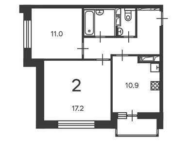 Планировки двухкомнатные в Жилой дом «Полярная ул., д. 3»