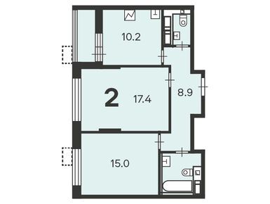 Планировки двухкомнатные в Жилой дом «Бескудниковский б-р, д. 50/1»