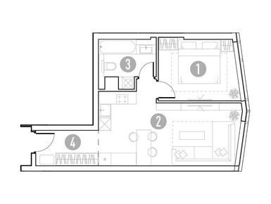 1-комнатная 44.21 кв.м, ЖК «UNO. Горбунова», 17 706 105 руб.