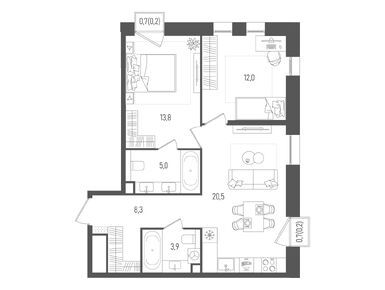 Планировки двухкомнатные в ЖК PAVE (Пэйв)