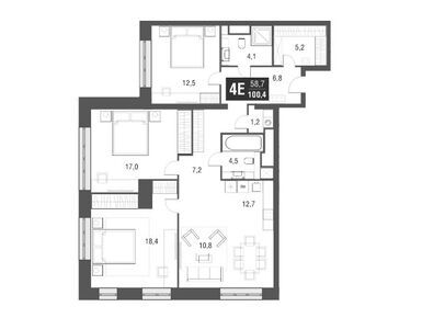 Планировки четырехкомнатные в Жилой комплекс AFI Tower (АФИ Тауэр)