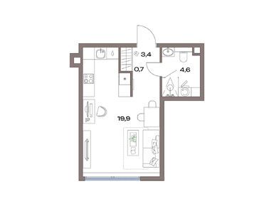 Планировки студии в ЖК «Акценты»