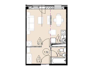 Планировки однокомнатные в ЖК «Горки Марусино»