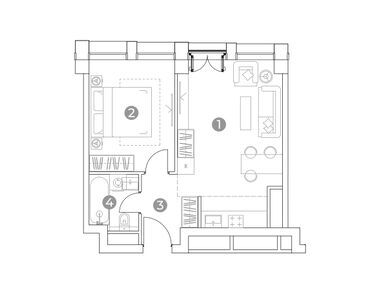 Планировки 2-к. апартаменты в Emotion (Эмоушен)