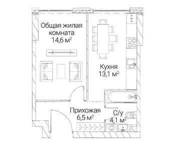 1-комнатная 38.30 кв.м, ЖК «Сезар Силика», 24 129 000 руб.