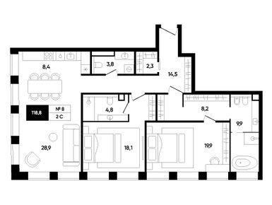 3-комнатная 118.80 кв.м, ЖК «Титул Империал», 323 985 214 руб.