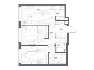 Планировки двухкомнатные в ЖК TATE (Тейт)