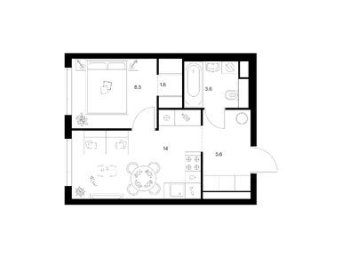 1-комнатная 33.30 кв.м, Руставели 14, 19 803 510 руб.