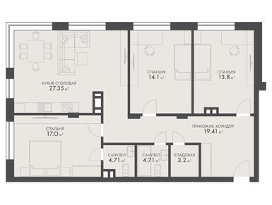 Планировки четырехкомнатные в ЖК «Внуково Кантри Клаб»