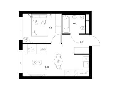 Планировки однокомнатные в Квартал Мит