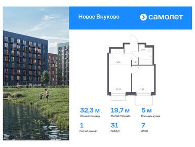 Планировки однокомнатные в ЖК «Новое Внуково»
