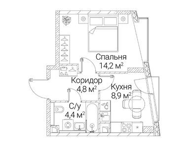 1-комнатная 32.30 кв.м, ЖК «Сезар Будущее», 25 261 830 руб.