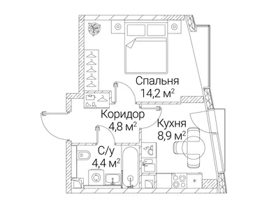 1-комнатная 32.30 кв.м, ЖК «Сезар Будущее», 25 261 830 руб.