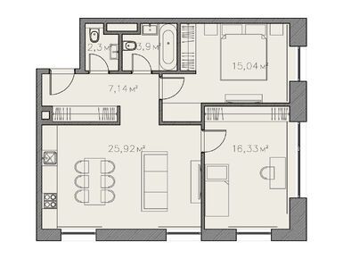 Планировки 2-к. апартаменты в Комплекс апартаментов «Досфлота, 10»