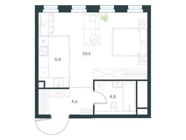 1-комнатная 34.50 кв.м, Level Селигерская, 16 671 090 руб.