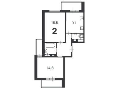 2-комнатная 53.40 кв.м, Жилой дом «Долгопрудная ал., д. 14, к. 1», 16 091 660 руб.