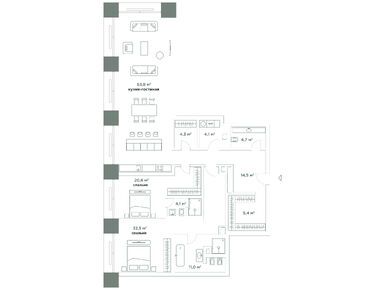 2-комнатные 169.00 кв.м, Комплекс особняков «Камергер», 335 000 000 руб.