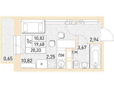 Студия 20.00 кв.м, ЖК «Столичный», 5 160 200 руб.