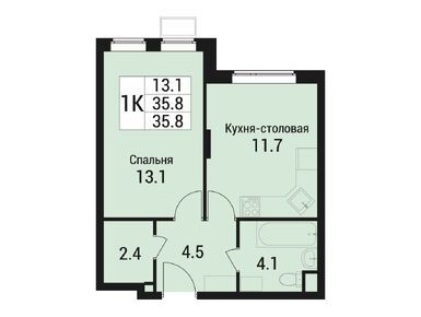 Планировки однокомнатные в ЖК «Дом в Малаховке»