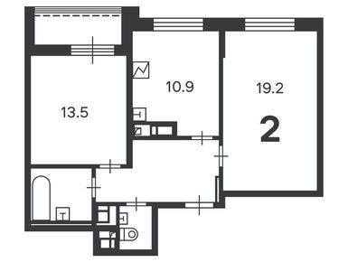 Планировки двухкомнатные в Жилой дом «Дмитровское ш., д. 55А»
