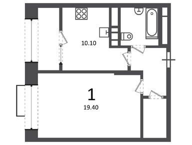 1-комнатная 40.80 кв.м, Жилой дом «Клинская ул., д. 2А», 17 301 179 руб.