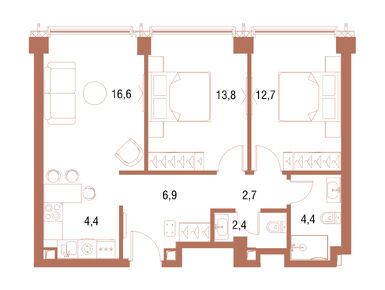 Планировки двухкомнатные в ЖК «Симфония 34»