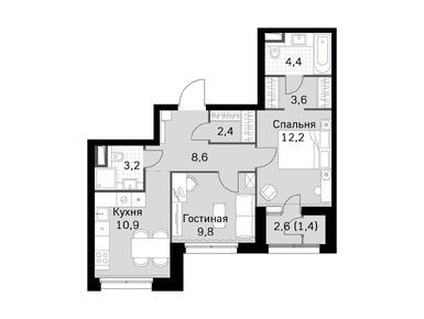 Планировки двухкомнатные в ЖК Sky Garden (Скай Гарден)