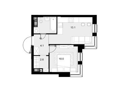 1-комнатная 34.10 кв.м, ЖК «Трилогия Кристалл», 24 722 500 руб.