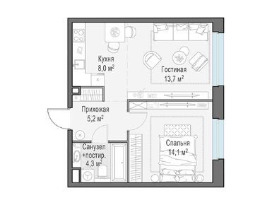 Планировки двухкомнатные в ЖК «Белый Град»