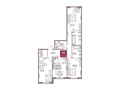 Планировки четырехкомнатные в ЖК Legacy (Легаси)