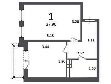 1-комнатная 37.90 кв.м, Жилой дом «Ирландская ул., д. 4, к. 1, 2», 6 778 945 руб.