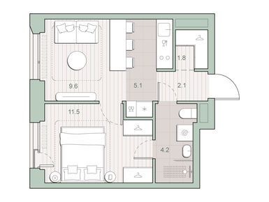 Планировки однокомнатные в ЖК «Среда на Лобачевского»