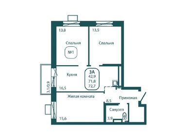 Планировки трехкомнатные в ЖК «Андреевка Life»