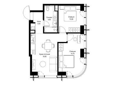 Планировки двухкомнатные в ЖК City Bay (Сити Бэй)