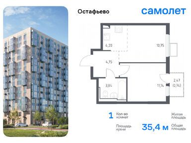 Планировки однокомнатные в ЖК «Остафьево»