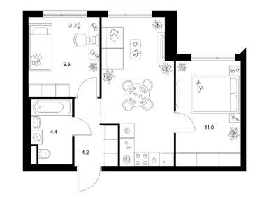 Планировки двухкомнатные в Кавказский бульвар 51