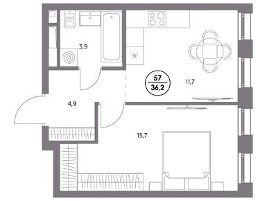 1-комнатная 36.20 кв.м, ЖК «Адмирал», 19 229 846 руб.