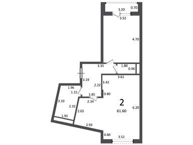 Планировки двухкомнатные в Жилой дом «Академика Дыхне ул., д. 18»