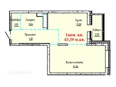 1-комнатная 42.40 кв.м, ЖК «Ступино Сити», 6 271 250 руб.
