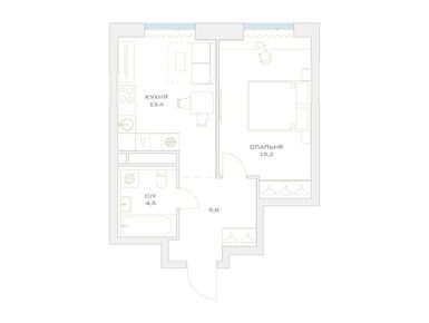 1-комнатная 39.70 кв.м, ЖК «Детали», 13 403 764 руб.