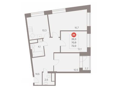 Планировки трехкомнатные в ЖК «Отлично»