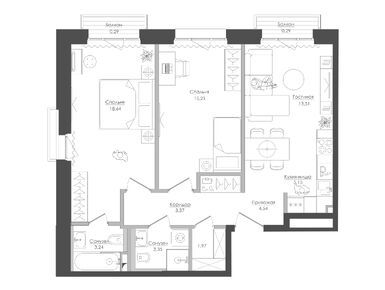 Планировки двухкомнатные в ЖК «Селигер Сити»