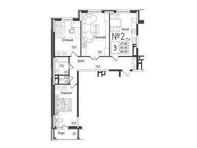 Планировки трехкомнатные в ЖК «Школьный»